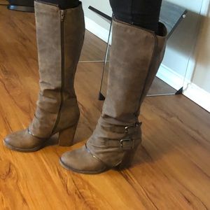 Comfy, brown, knee-high boots